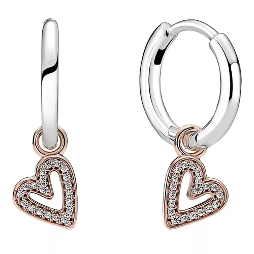 Pandora Earrings - Funkelnde Freihand-Herz Ohrringe - multi - Earrings for ladies