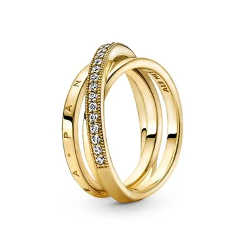 Pandora Gold Crossover Pave Triple Band Ring - 54