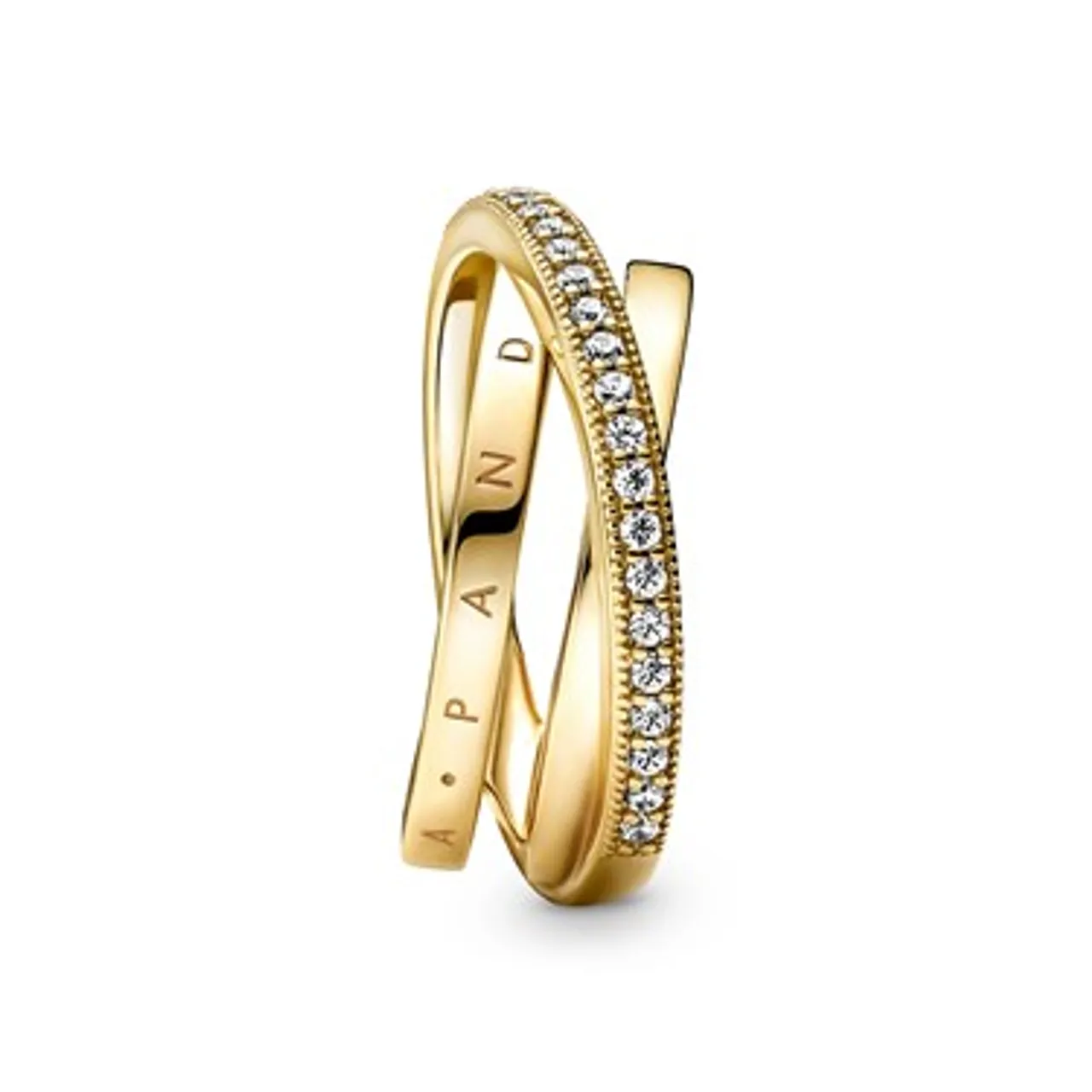 Pandora Gold Crossover Pave Triple Band Ring - 54