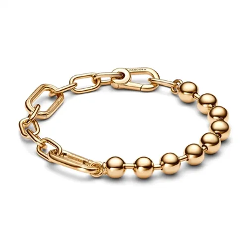 Pandora Gold Metal Bead & Link Chain Bracelet - 17cm