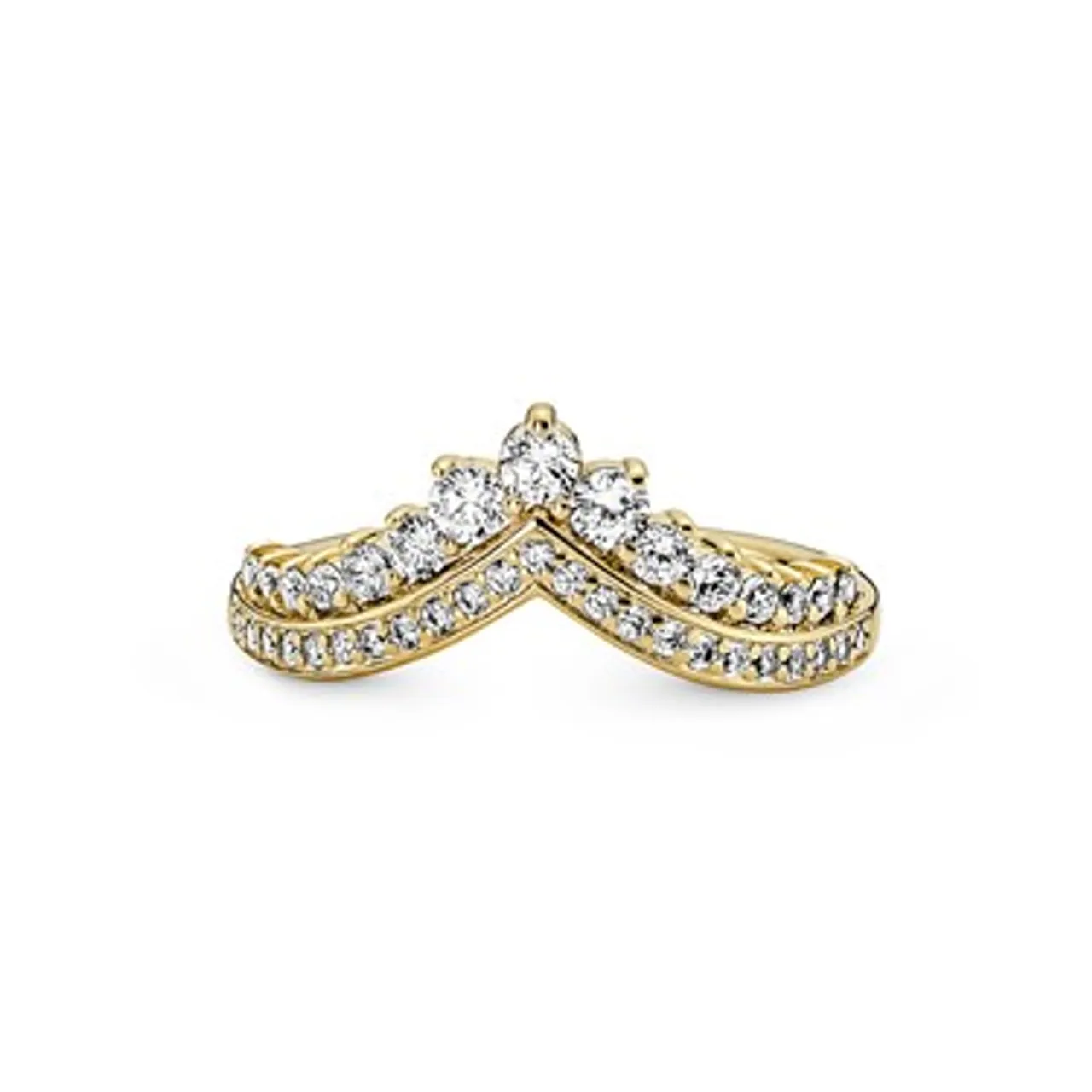 Pandora Gold Princess Wishbone Ring - Ring Size 56