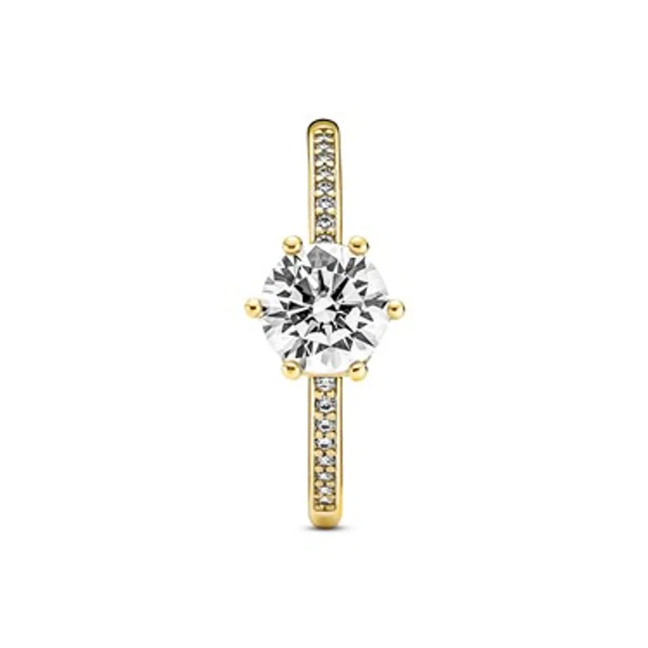 Pandora Gold Sparkling Crown Solitaire Ring - Ring Size 54