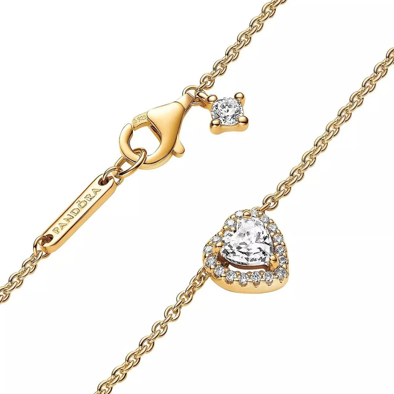 Pandora Necklaces - Heart 14k gold-plated collier with clear cubic zir - silver - Necklaces for ladies
