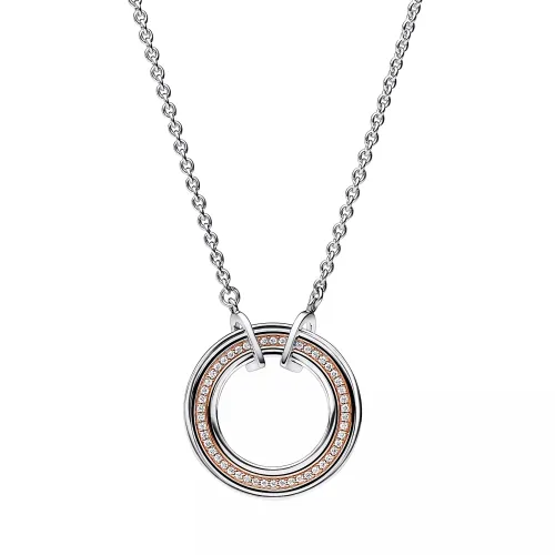 Pandora Necklaces - Pandora Signature Two-tone Logo & Pavé Necklace - silver - Necklaces for ladies