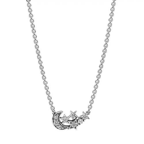 Pandora Necklaces - Stars and moon sterling silver necklace withcubic - silver - Necklaces for ladies