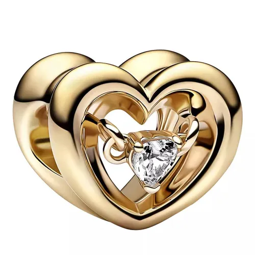 Pandora Pendants & Charms - Open heart 14k gold-plated charm with clear cubic - gold - Pendants & Charms for ladies