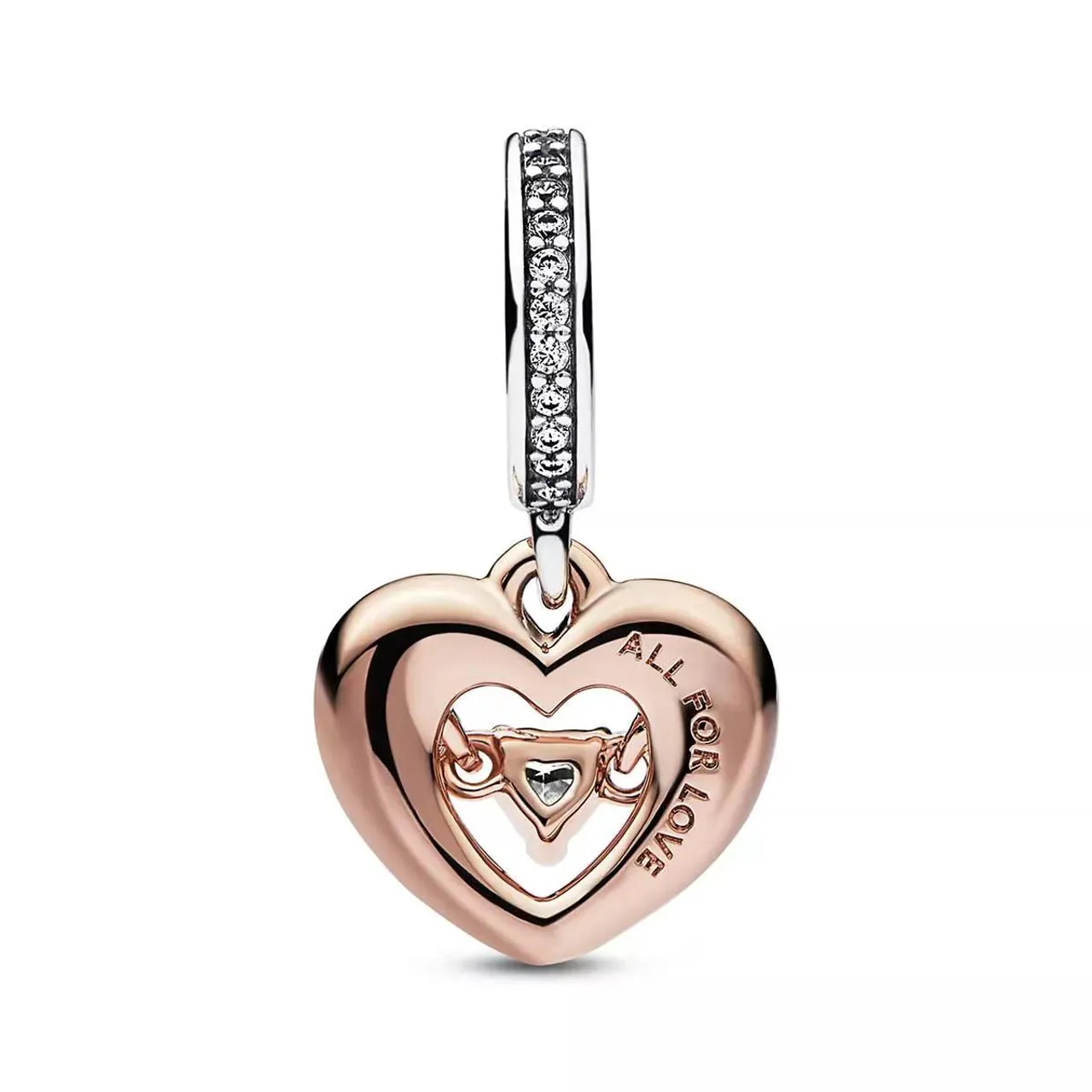Pandora Pendants & Charms - Open heart sterling silver and 14k rose gold-plate - quarz - Pendants & Charms for ladies