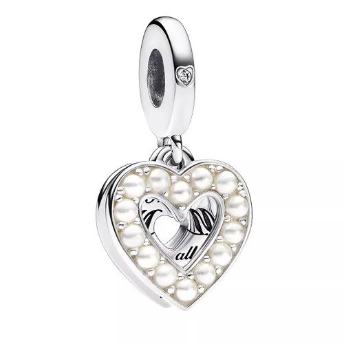Pandora Pendants & Charms - Pearlescent White Heart Double Dangle - white - Pendants & Charms for ladies