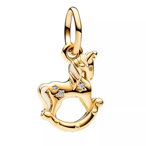 Pandora Pendants & Charms - Rocking unicorn 14k gold-plated dangle withcubic z - white - Pendants & Charms for ladies