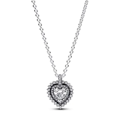 Pandora Sparkling Heart Halo Pendant Necklace - 45cm