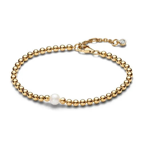 Pandora Treated Freshwater Cultured Pearl & Beads Gold Bracelet - 16cm