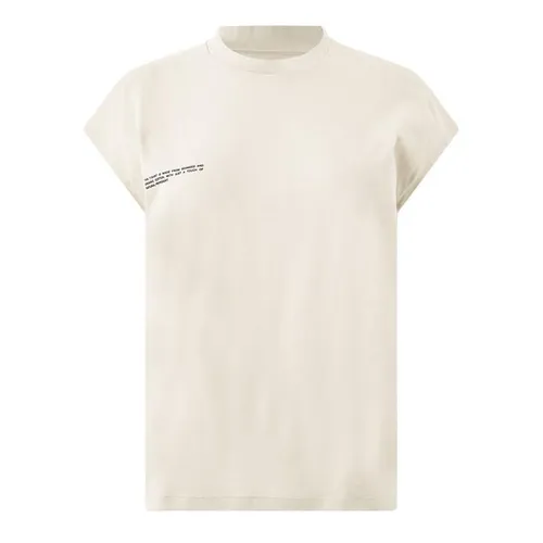 PANGAIA Organic Cotton Cropped Shoulder T-Shirt With Pprmint Tm - Cream