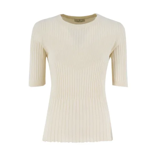 Panicale , Silk and Cotton Blend Crew Neck Sweater ,Beige female, Sizes: