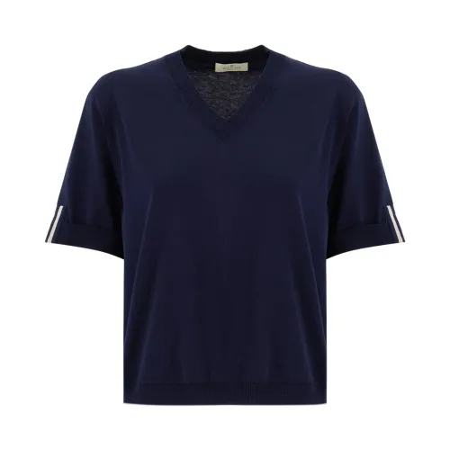 Panicale , Womens Clothing T-Shirts Navy Ss23 ,Blue female, Sizes: