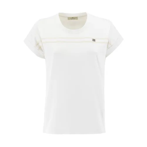 Panicale , Womens Clothing T-Shirts Polos White/gold Ss23 ,White female, Sizes: