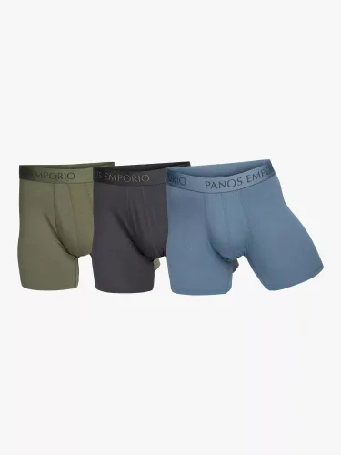 Panos Emporio Eco Bamboo and Organic Cotton Blend Trunks, Pack of 3 - Olive - Male