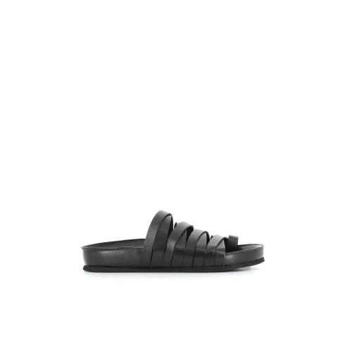 Pantanetti , Black Leather Cross Strap Sandals ,Black female, Sizes: