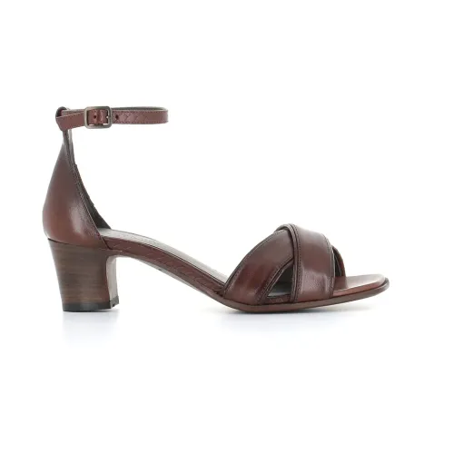 Pantanetti , Brown Leather Sandal with Ankle Strap ,Brown female, Sizes: