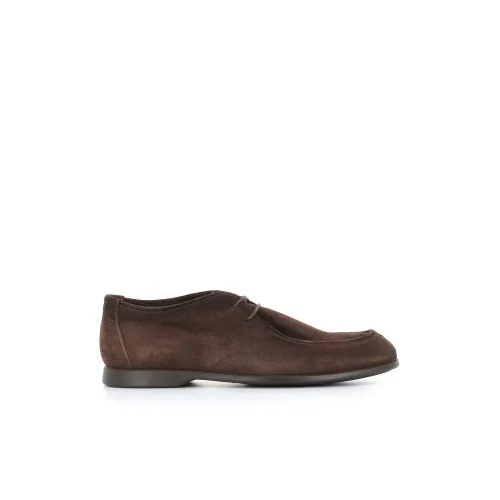 Pantanetti , Dark Brown Suede Derby Shoes ,Brown male, Sizes: