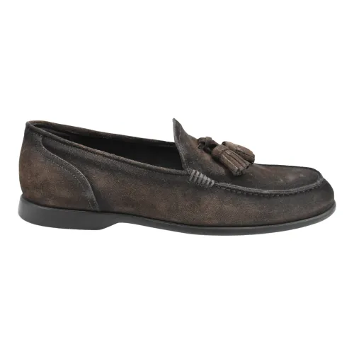 Pantanetti , Ebony Suede Moccasin Loafers ,Brown male, Sizes: