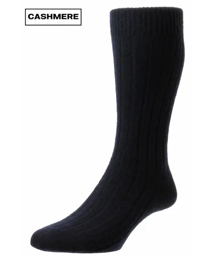 Pantherella Mens Cashmere Waddington Rib Sock in Navy Fabric