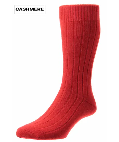Pantherella Mens Cashmere Waddington Rib Sock in Red Fabric