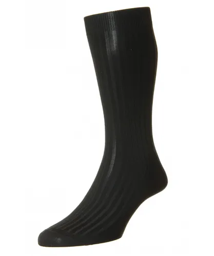 Pantherella Mens Danvers Rib Sock in Black Fabric