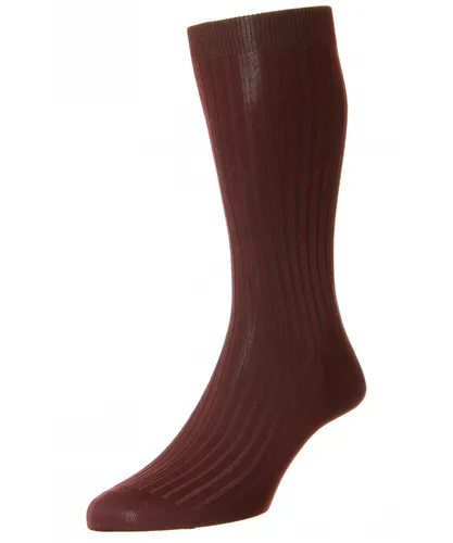 Pantherella Mens Danvers Rib Sock in Burgundy Fabric