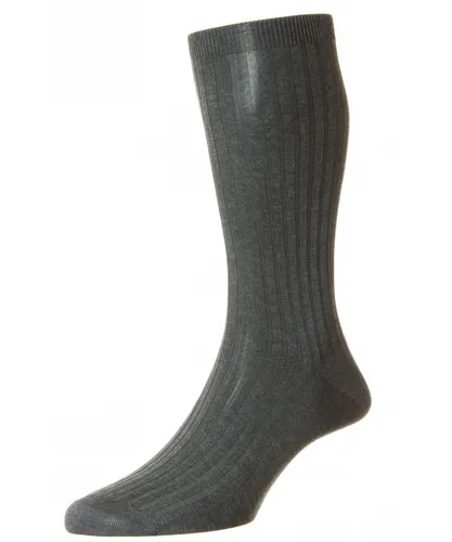Pantherella Mens Danvers Rib Sock in Grey Fabric