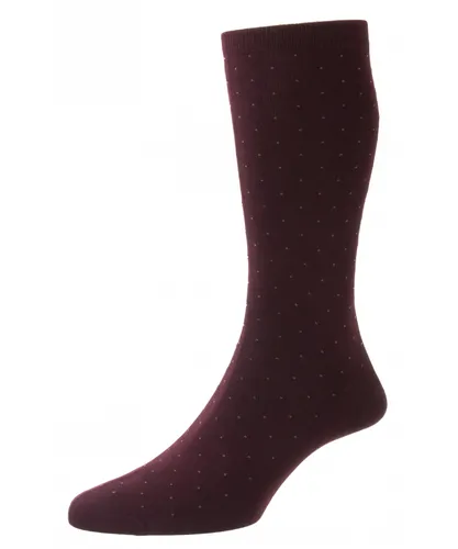 Pantherella Mens Gadsbury Pindot Sock in Burgundy Fabric
