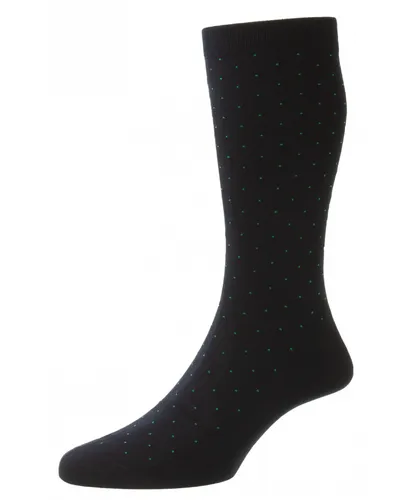 Pantherella Mens Gadsbury Pindot Sock in Navy Fabric