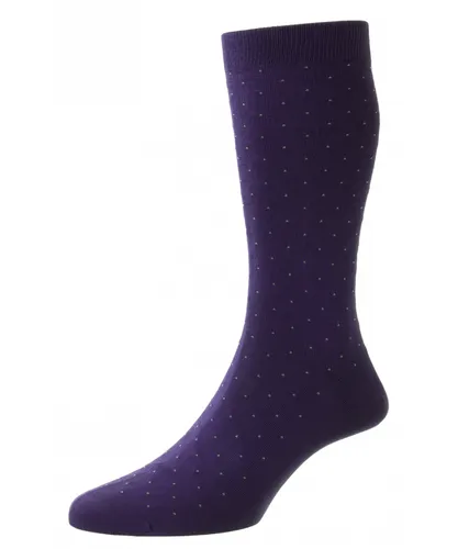 Pantherella Mens Gadsbury Pindot Sock in Purple Fabric