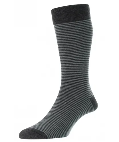Pantherella Mens Holst Stripe Sock in Grey Fabric