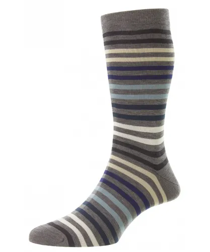 Pantherella Mens Kilburn Double Colour Block Sock in Grey Fabric