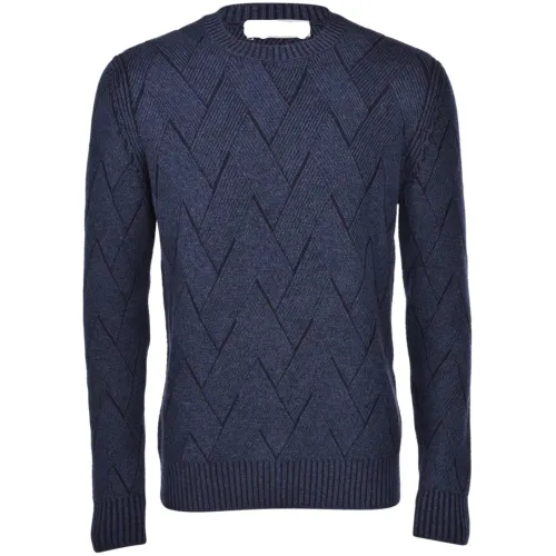 Paolo Fiorillo Capri , Cashmere Zig Zag Sweater ,Blue male, Sizes: