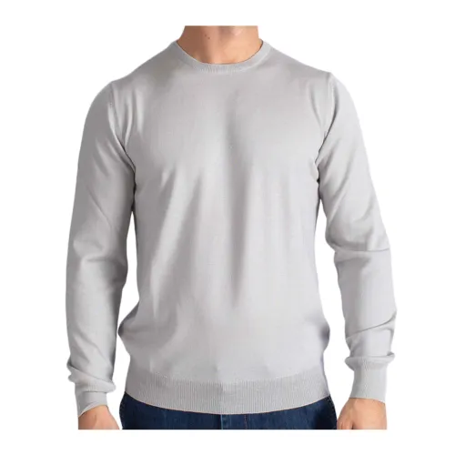 Paolo Fiorillo Capri , Grey Wool Sweater with English Ribbing ,Gray male, Sizes: