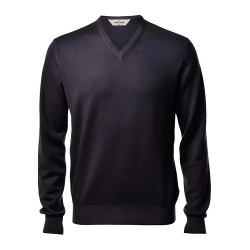 Paolo Fiorillo Capri , Vintage Merino Wool Sweater with V-Neck ,Gray male, Sizes: