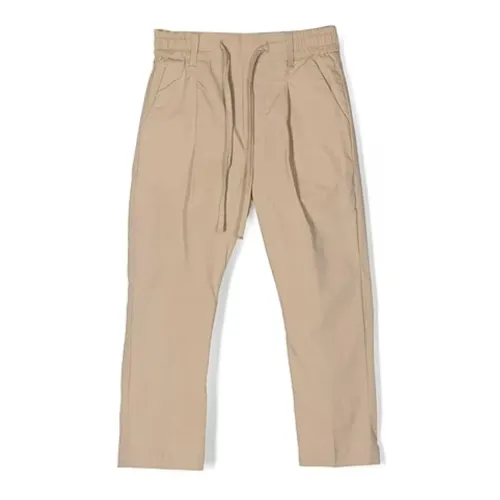 Paolo Pecora , Beige Slim Fit Kids Pants with Elastic Waist ,Beige male, Sizes: