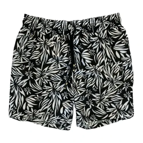 Paolo Pecora , Black Floral Pattern Kids Swim Shorts ,Black male, Sizes: