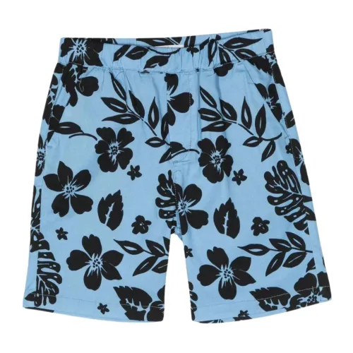 Paolo Pecora , Blue Floral Bermuda Shorts for Kids ,Blue male, Sizes:
