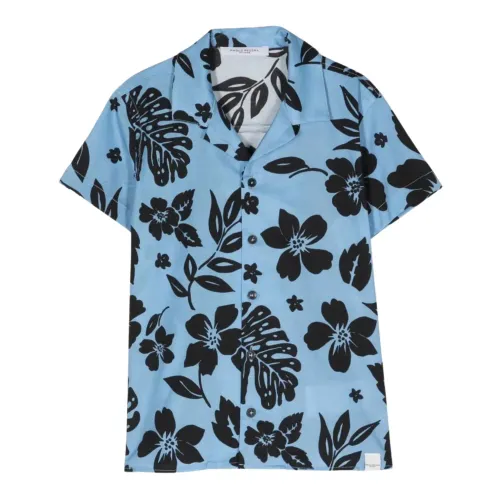 Paolo Pecora , Blue Floral Pattern Shirt for Kids ,Blue male, Sizes: