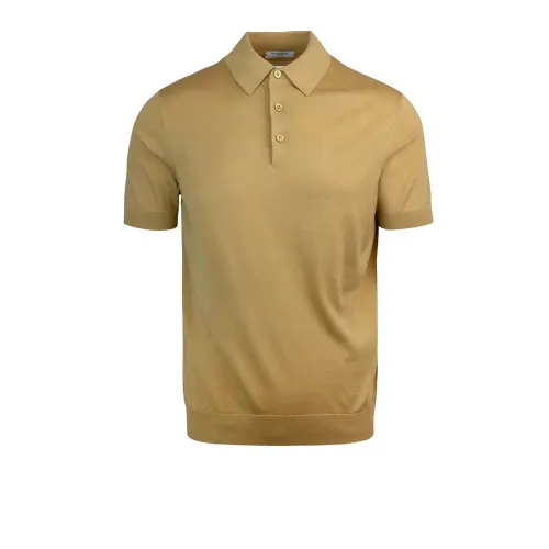 Paolo Pecora , Dark Yellow T-shirts and Polos with Italian Collar ,Yellow male, Sizes: