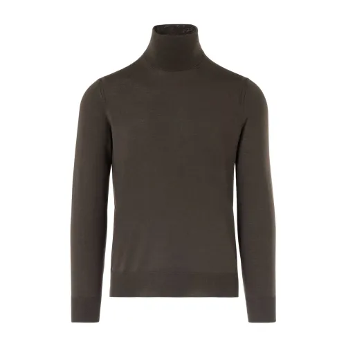 Paolo Pecora , High Neck Brown Wool Turtleneck ,Brown male, Sizes: