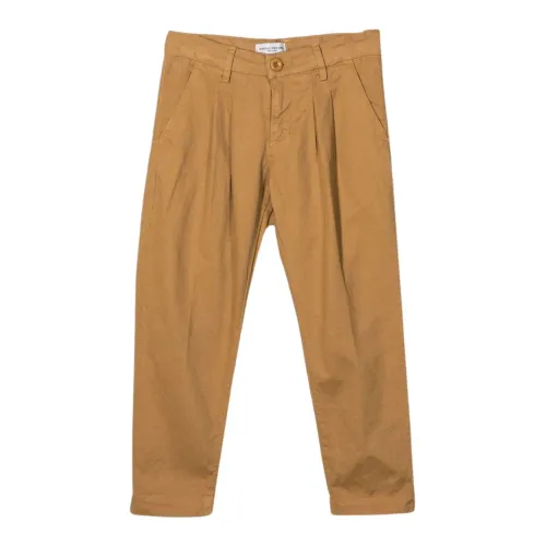 Paolo Pecora , Kids Brown Pleated Trousers ,Brown male, Sizes: