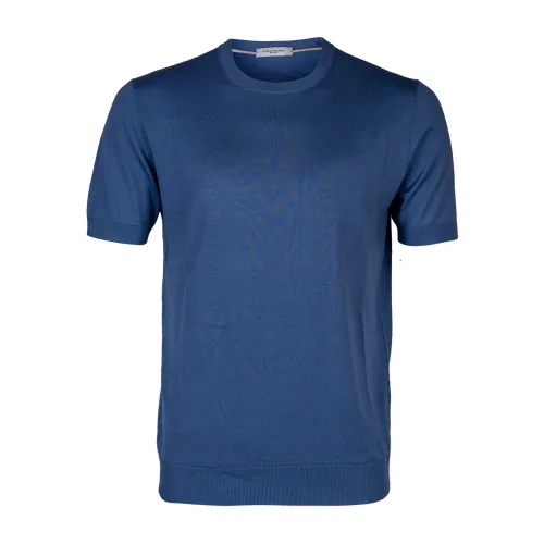 Paolo Pecora , Men's Silk and Cotton Shirt ,Blue male, Sizes: