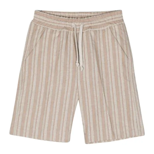 Paolo Pecora , Striped Sand Shorts ,Beige male, Sizes: