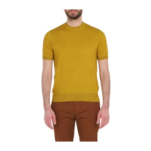 Paolo Pecora , T-Shirt in Filo Slavata ,Yellow male, Sizes: