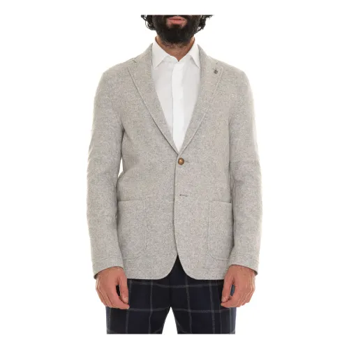 Paoloni , Decostruita Jacket with Button Closure ,Gray male, Sizes: