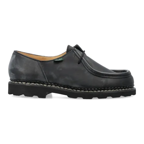 Paraboot , Black Leather Lace-Up Shoes ,Black male, Sizes: