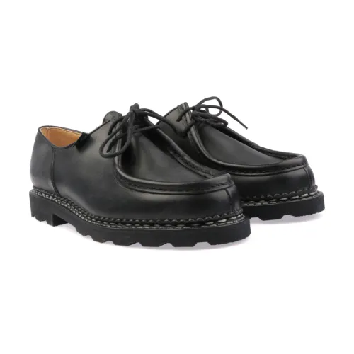 Paraboot , Used Effect Leather Lace-Up Shoes ,Black male, Sizes: